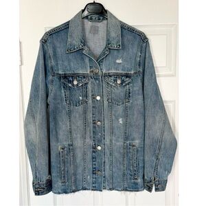 GAP Distressed Oversized Blue Denim Jacket Size S